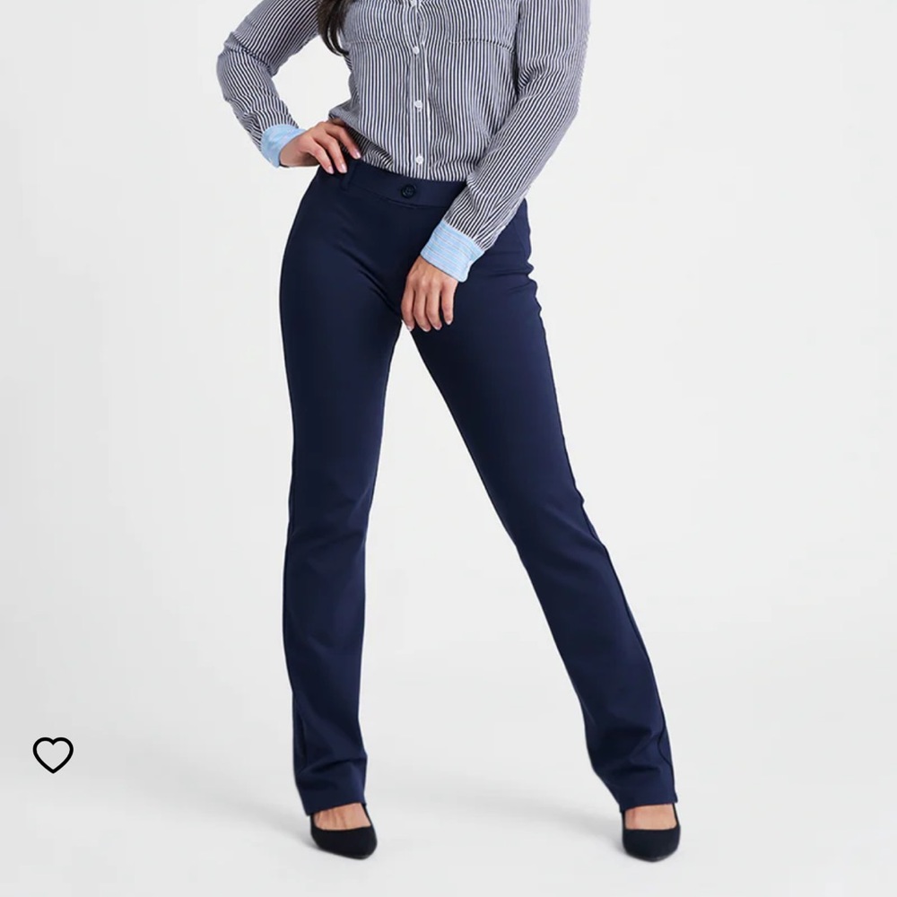 Betabrand Navy Blue Straight Leg Classic Dress Pant Yoga Pants Size Large